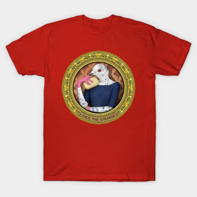 Orange Pigeon Lady in Vintage Frame T-Shirt by FaceTheStrange